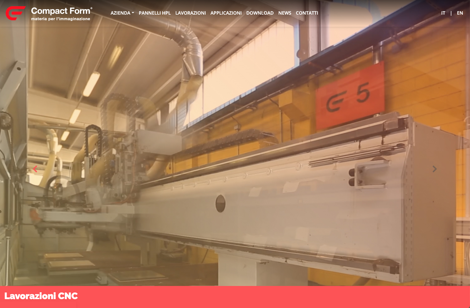 Layout sito Compact Form, Lavorazioni HPL - Supergae, Gaetana Della Sala