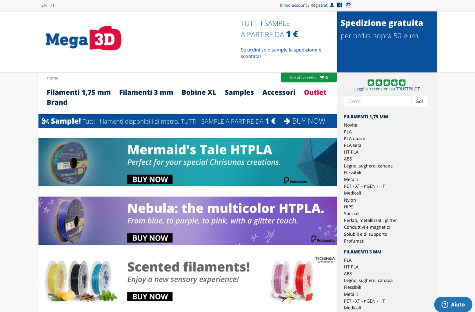 Mega 3D filamenti per stampa 3d shop online - Supergae, Gaetana Della Sala